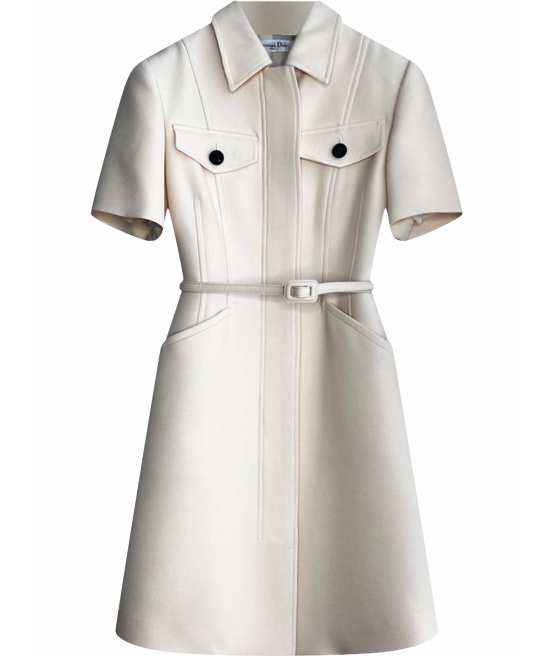 CHRISTIAN DIOR Белое креповое повседневное платье, фото 1