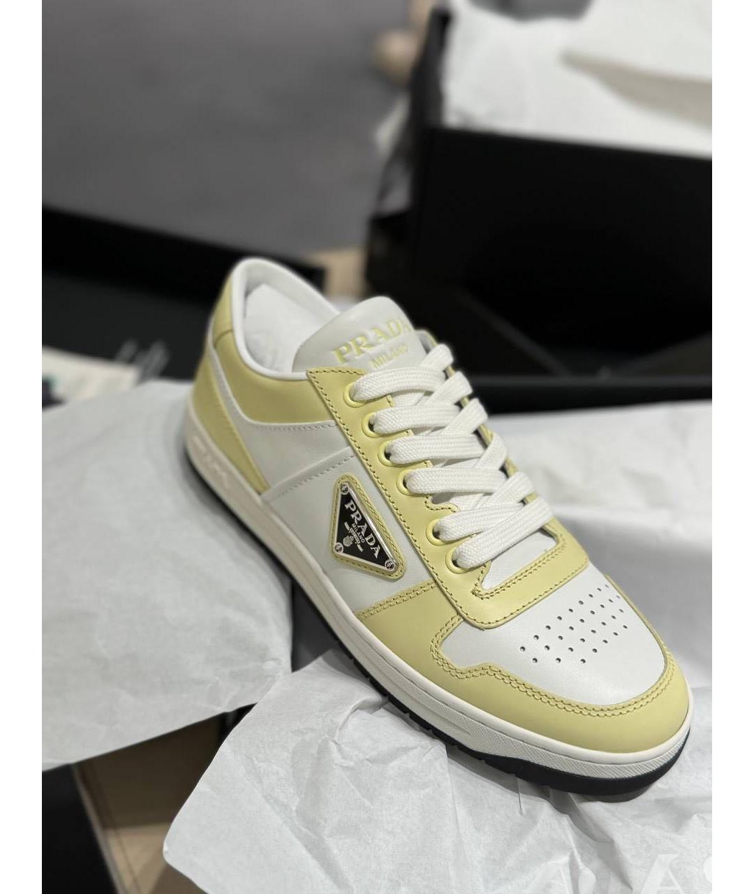 PRADA Желтые кожаные кроссовки, фото 5