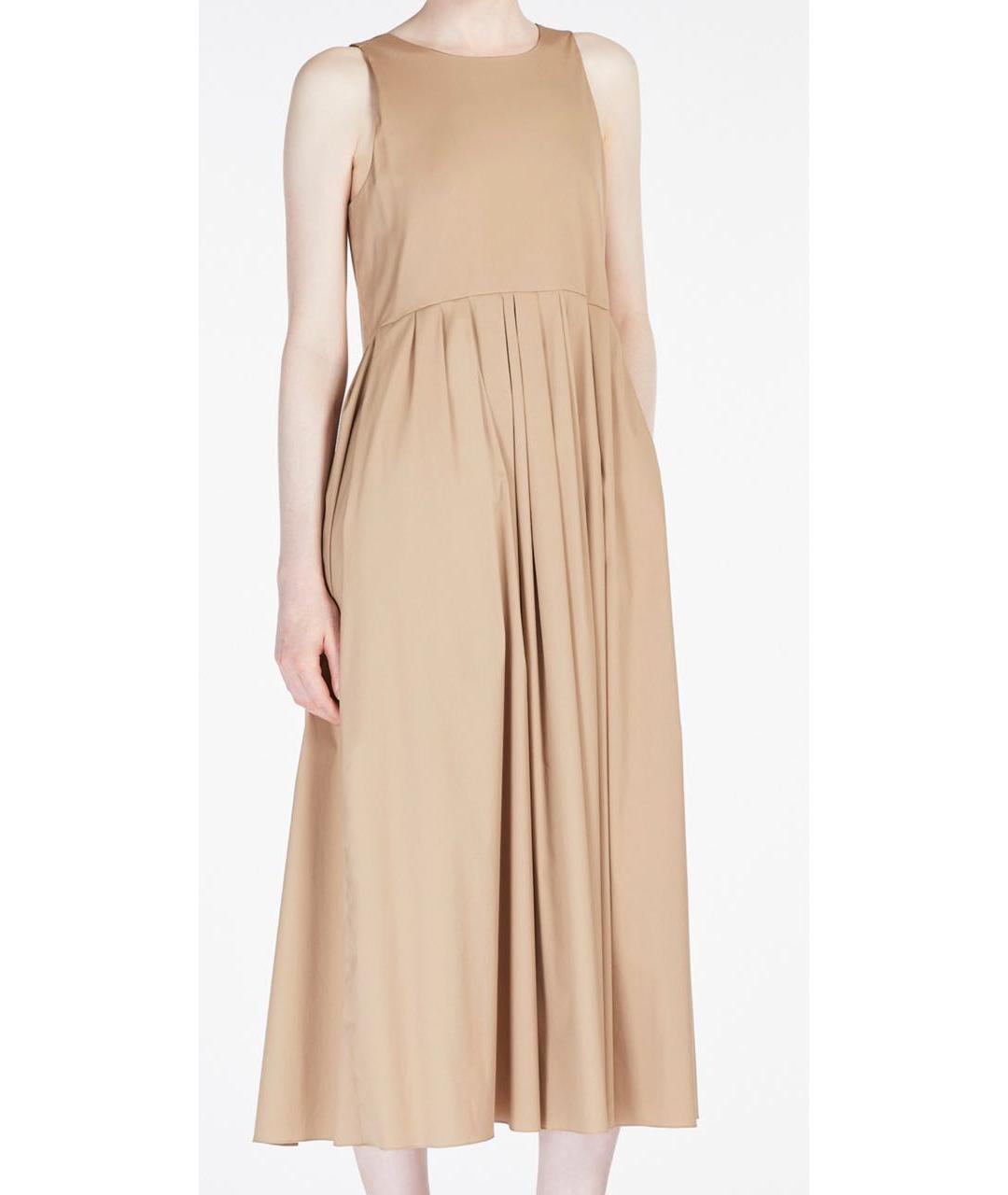 MAX MARA Бежевое хлопковое повседневное платье, фото 4
