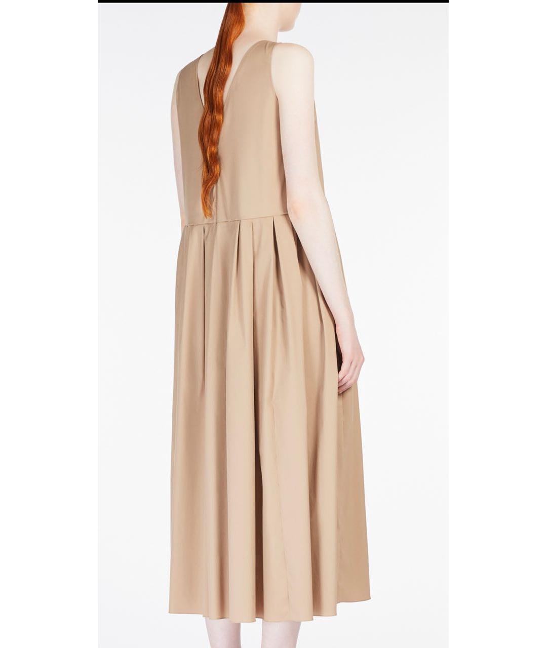 MAX MARA Бежевое хлопковое повседневное платье, фото 3