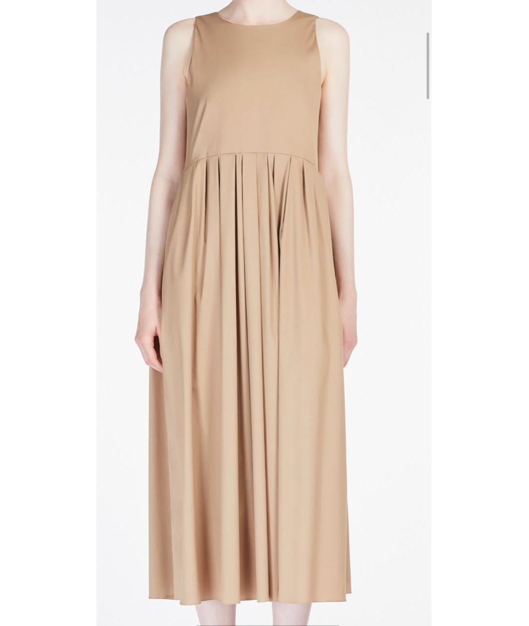 MAX MARA Бежевое хлопковое повседневное платье, фото 2