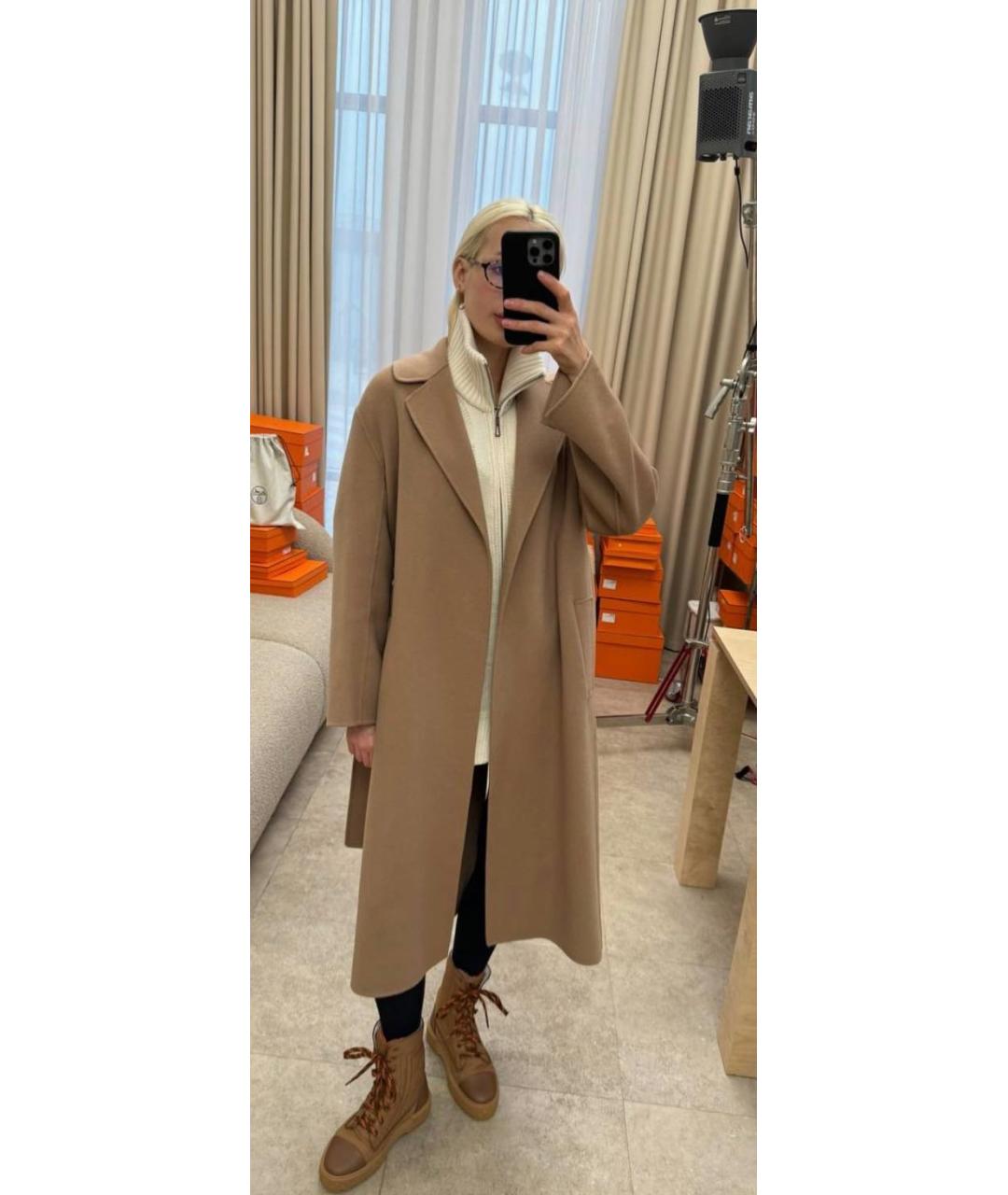 'S MAX MARA Коричневое шерстяное пальто, фото 6