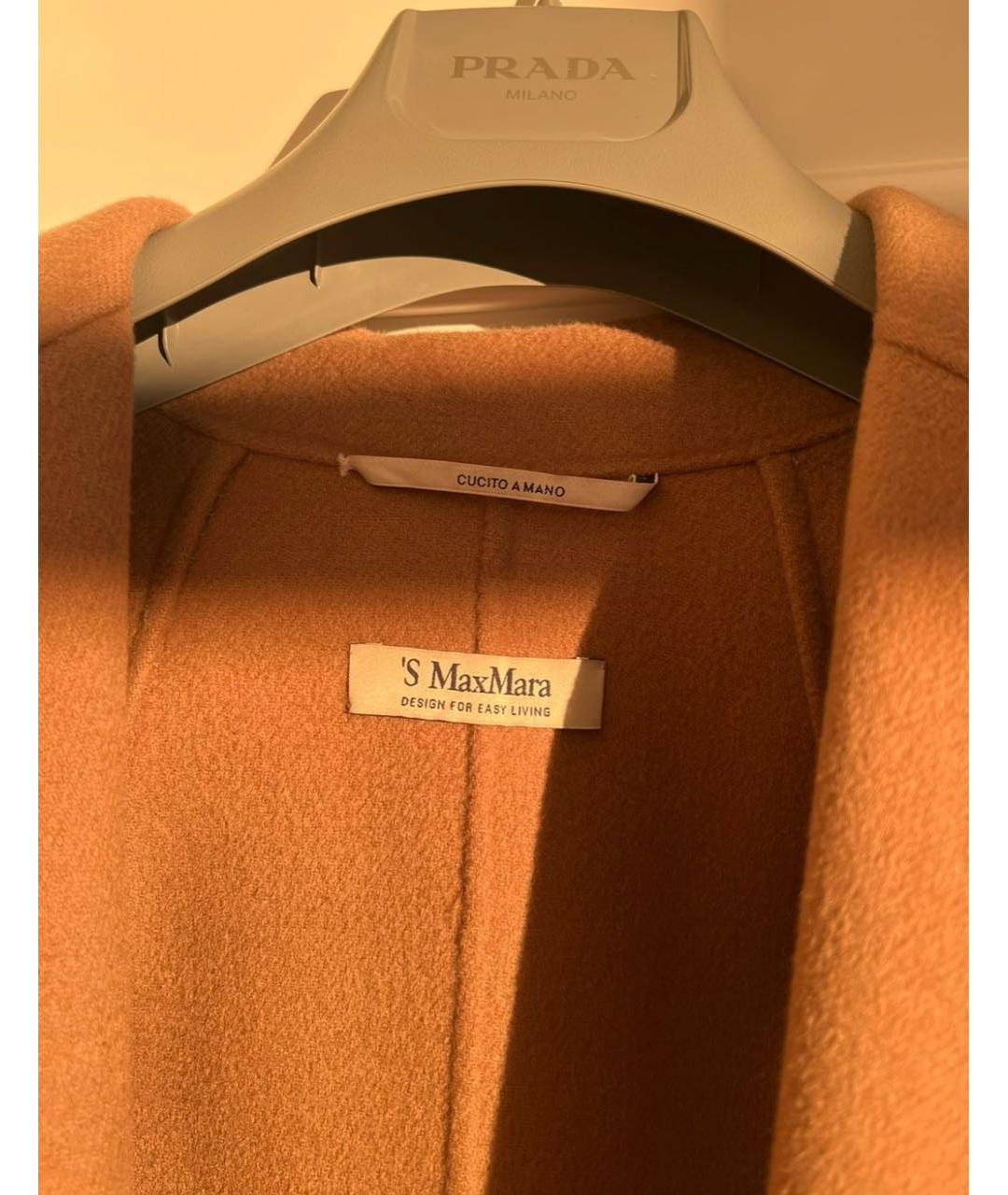 'S MAX MARA Коричневое шерстяное пальто, фото 3
