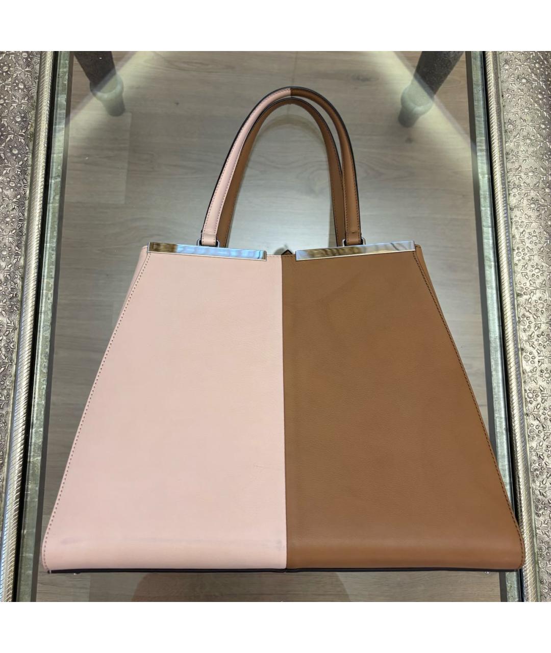 FENDI Бежевая кожаная сумка тоут, фото 3