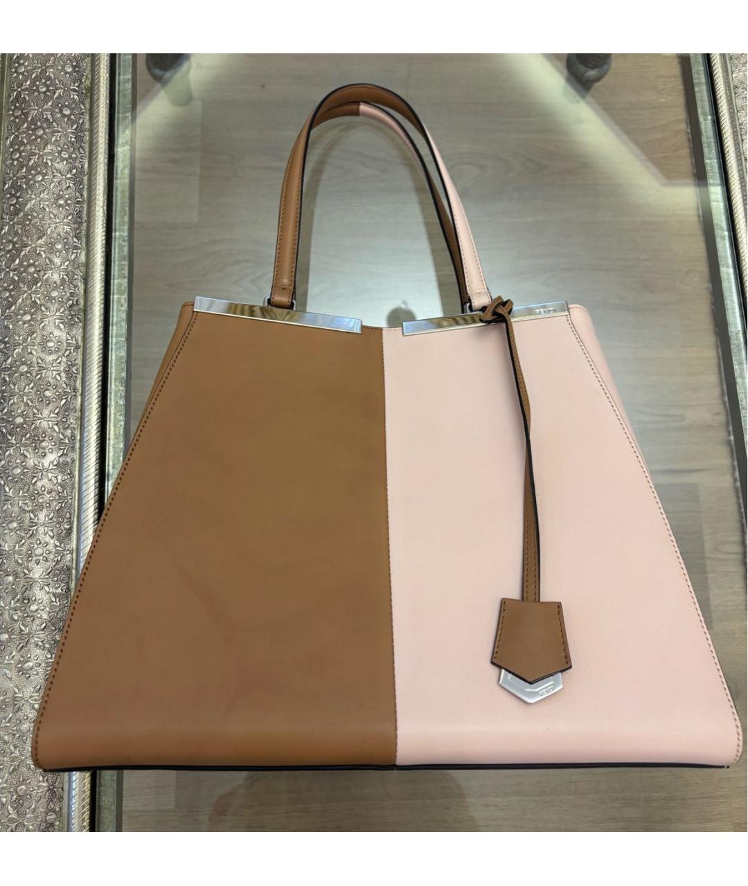 FENDI Бежевая кожаная сумка тоут, фото 8