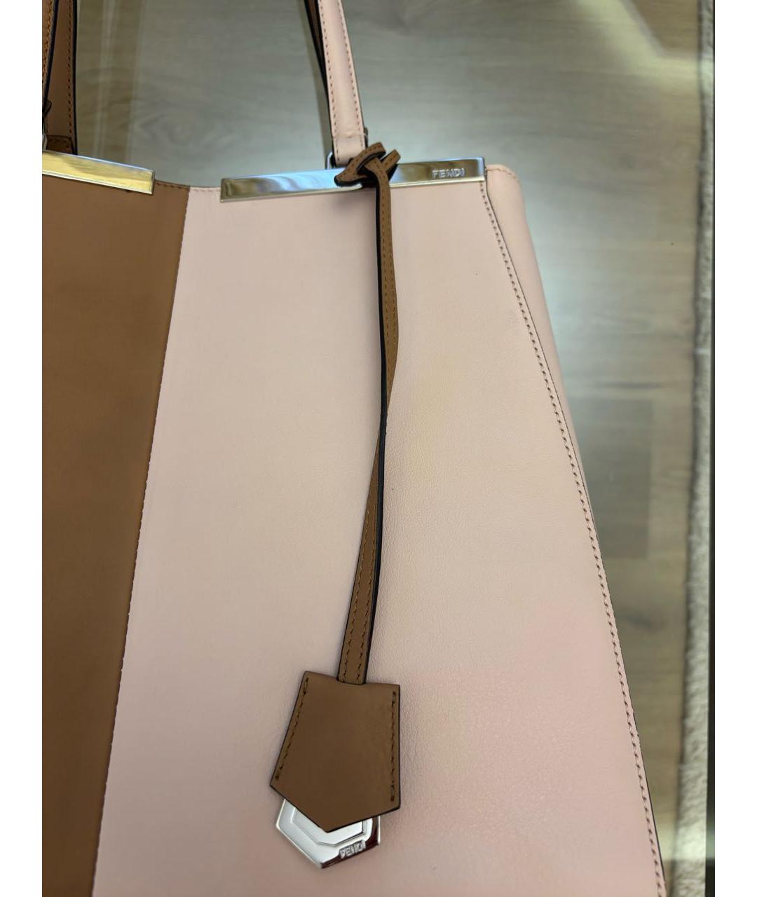 FENDI Бежевая кожаная сумка тоут, фото 2