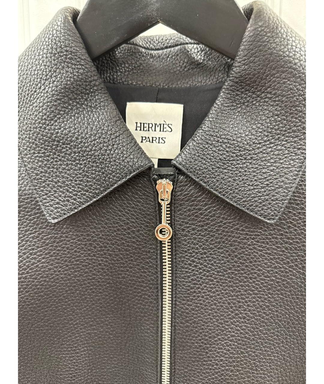 HERMES Черная кожаная куртка, фото 4