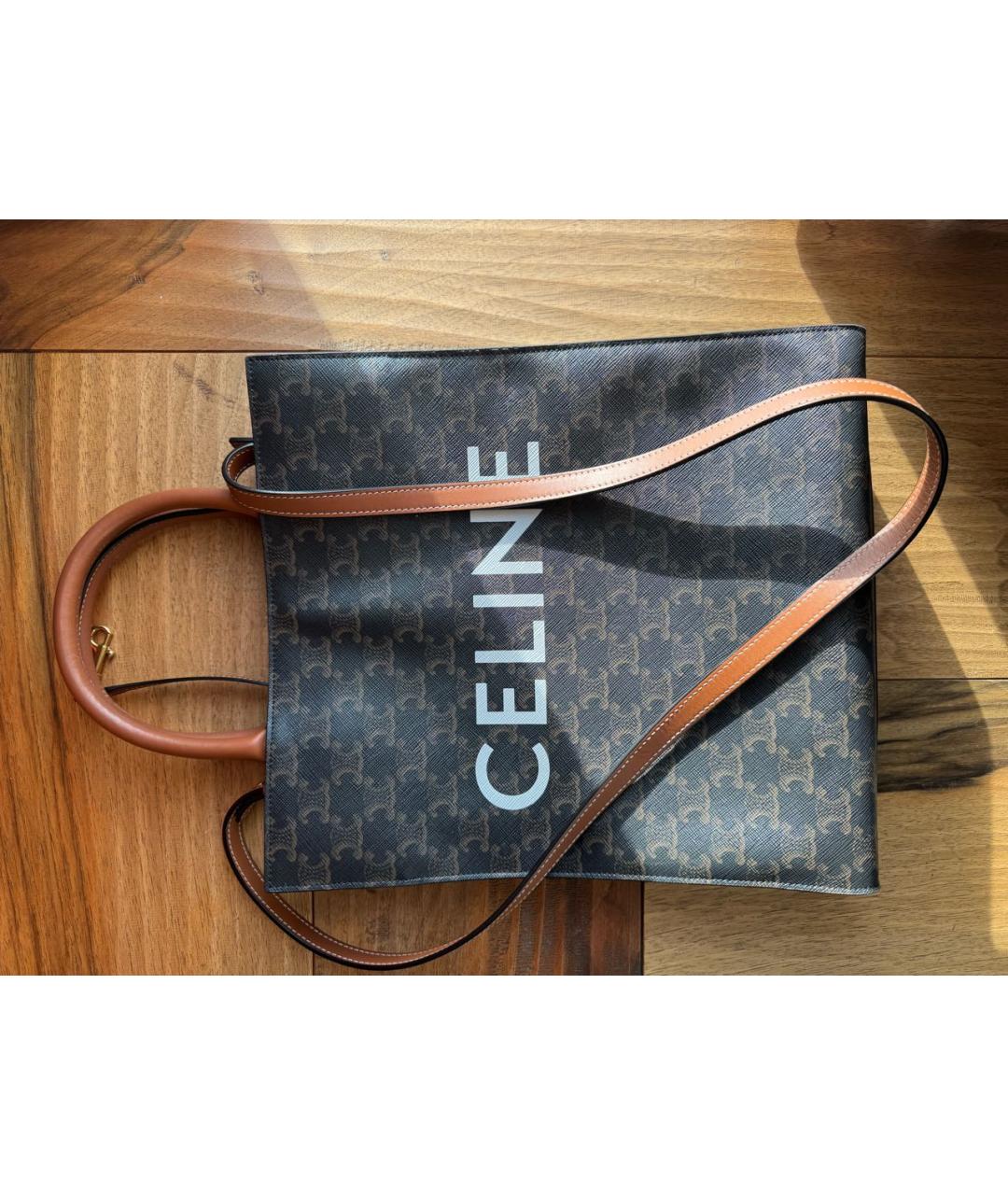 CELINE Коричневая кожаная сумка через плечо, фото 3