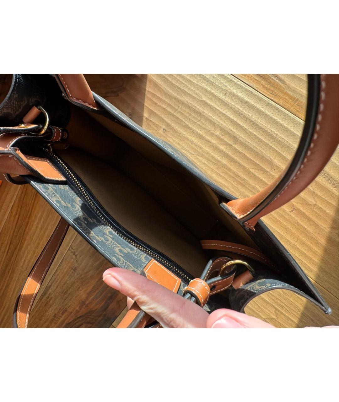 CELINE Коричневая кожаная сумка через плечо, фото 4