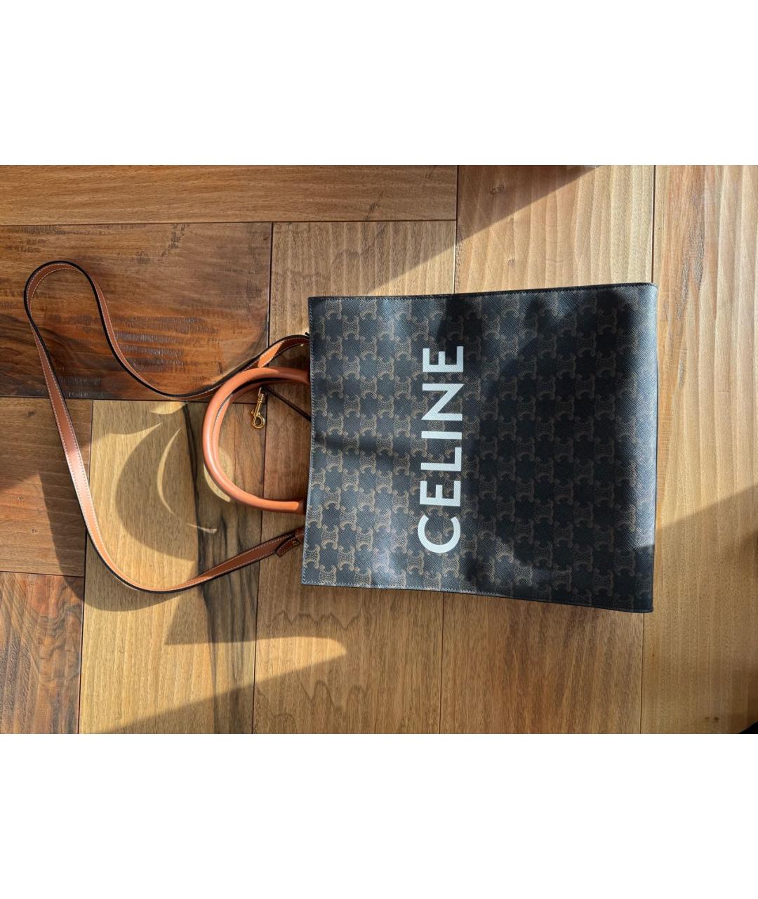 CELINE Коричневая кожаная сумка через плечо, фото 5