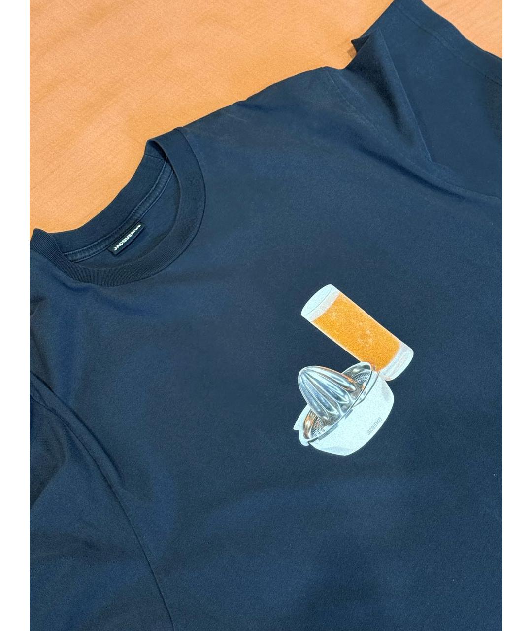 JACQUEMUS Темно-синяя хлопковая футболка, фото 3