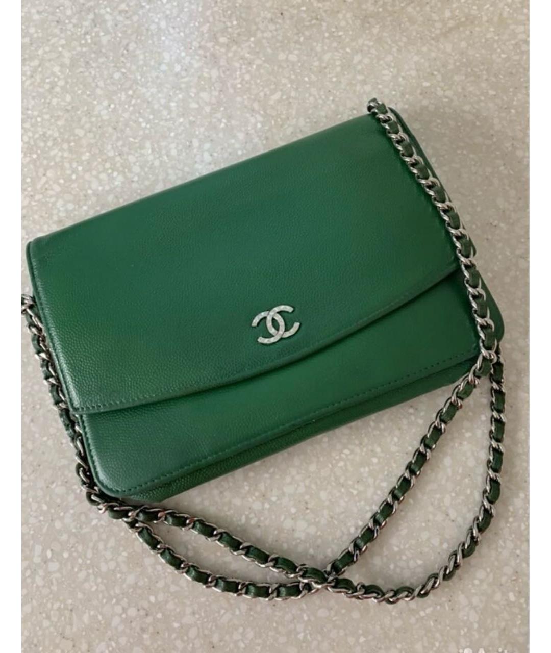 CHANEL Зеленая кожаная сумка через плечо, фото 6