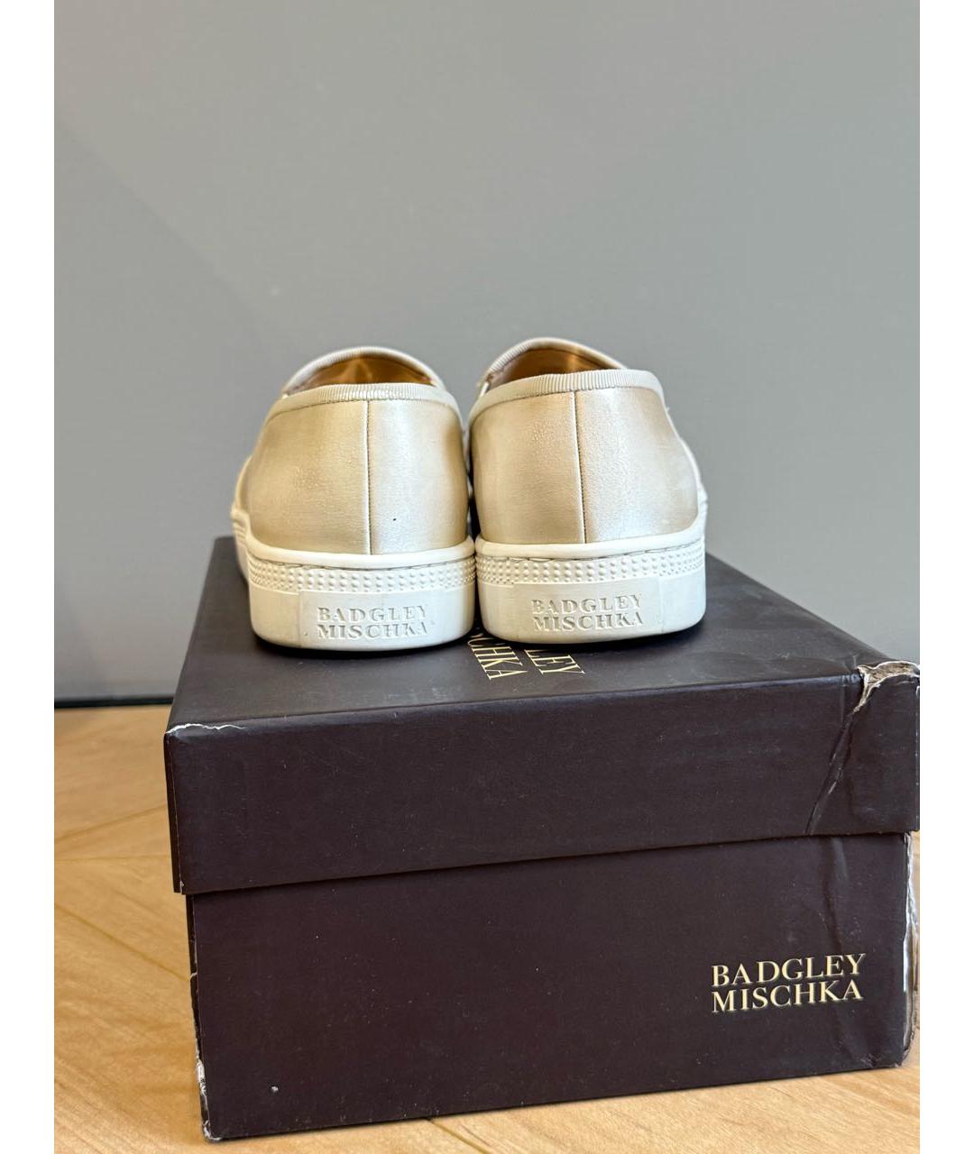 BADGLEY MISCHKA Бежевые бархатные слипоны, фото 5