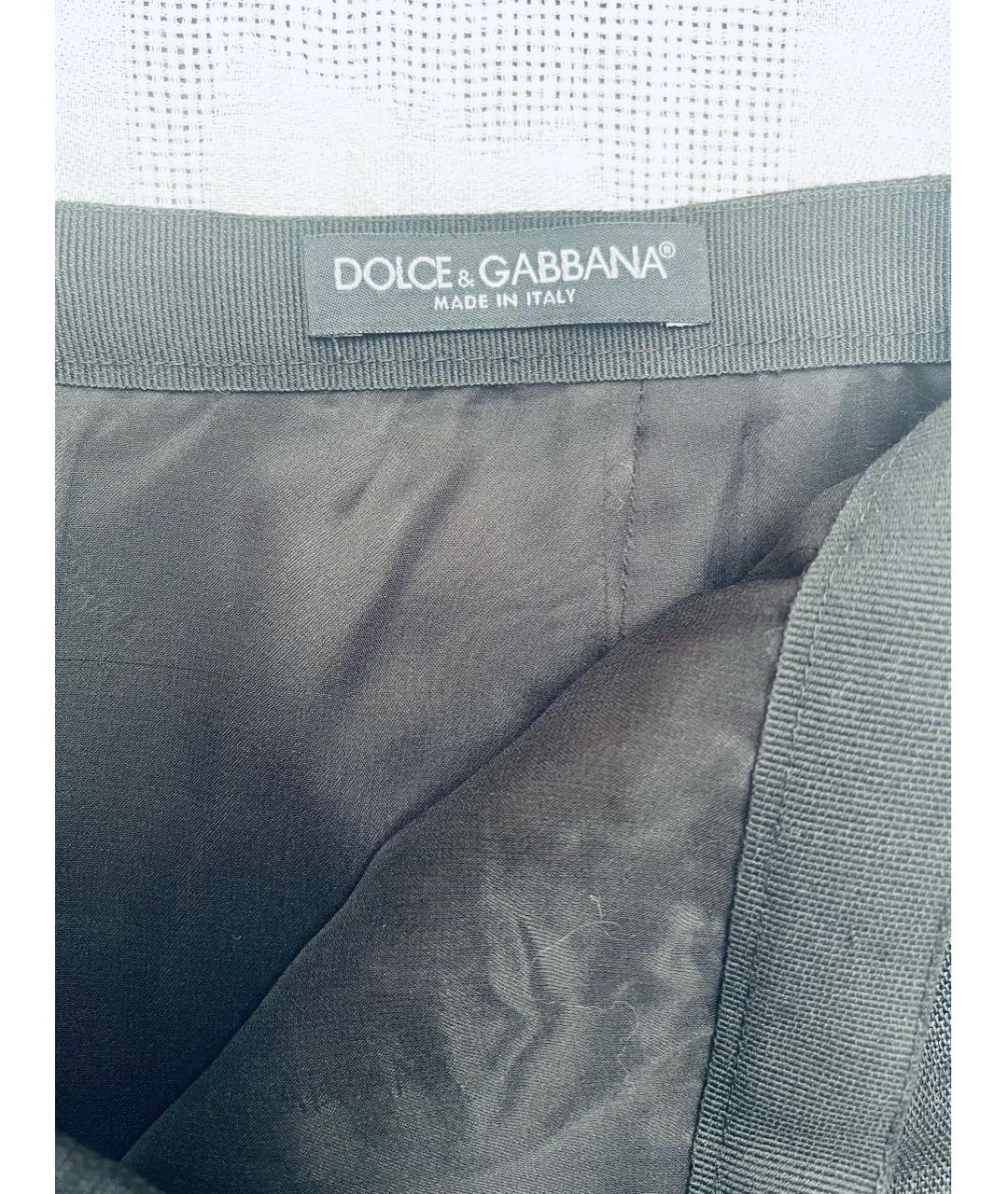DOLCE&GABBANA Черная льняная юбка миди, фото 3