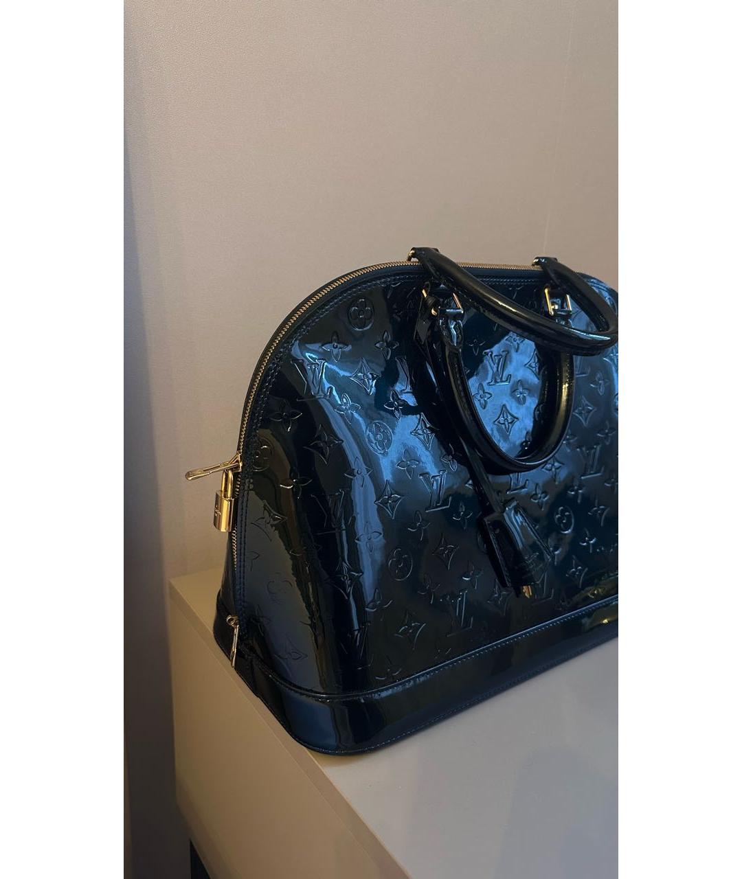 LOUIS VUITTON Зеленая сумка с короткими ручками из лакированной кожи, фото 2