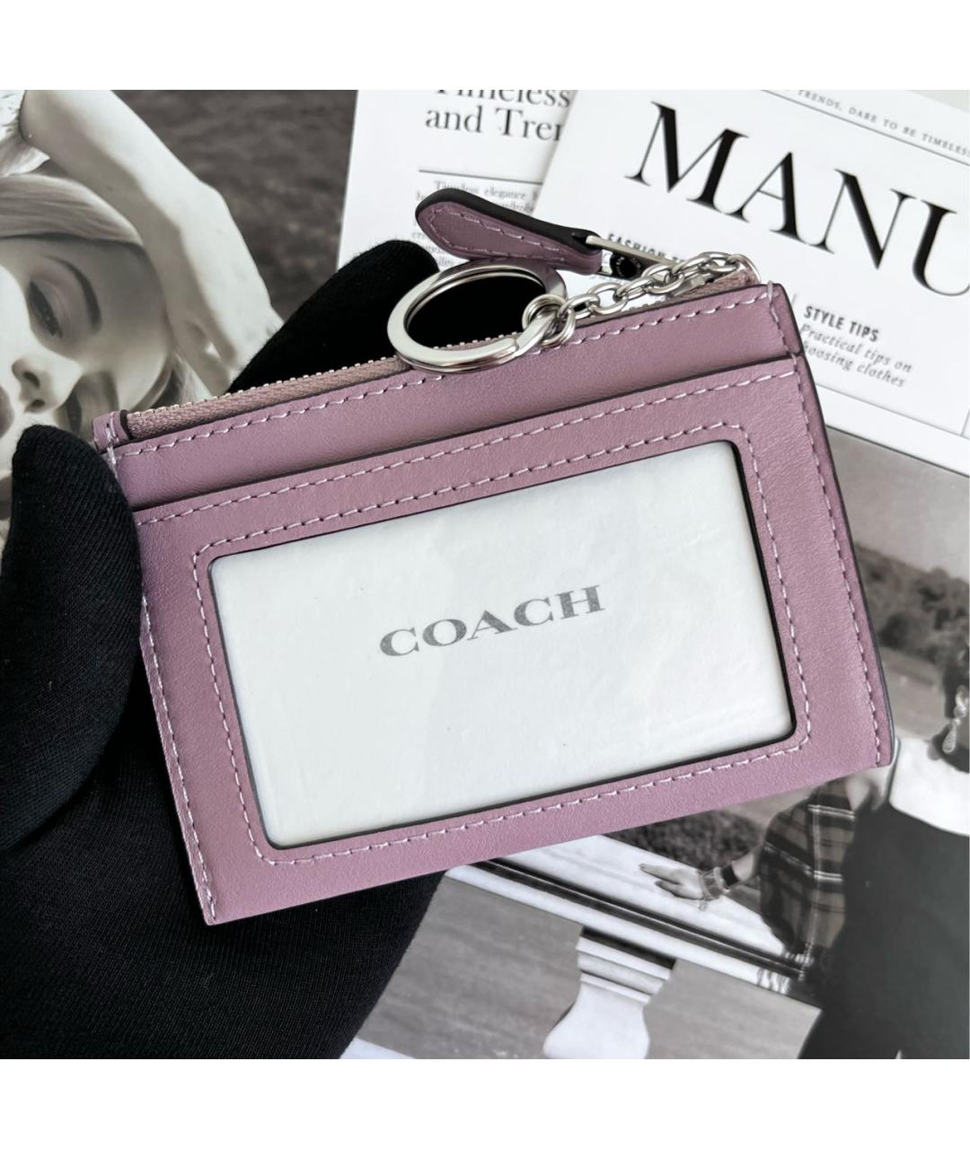 COACH Фиолетовый кожаный кардхолдер, фото 4