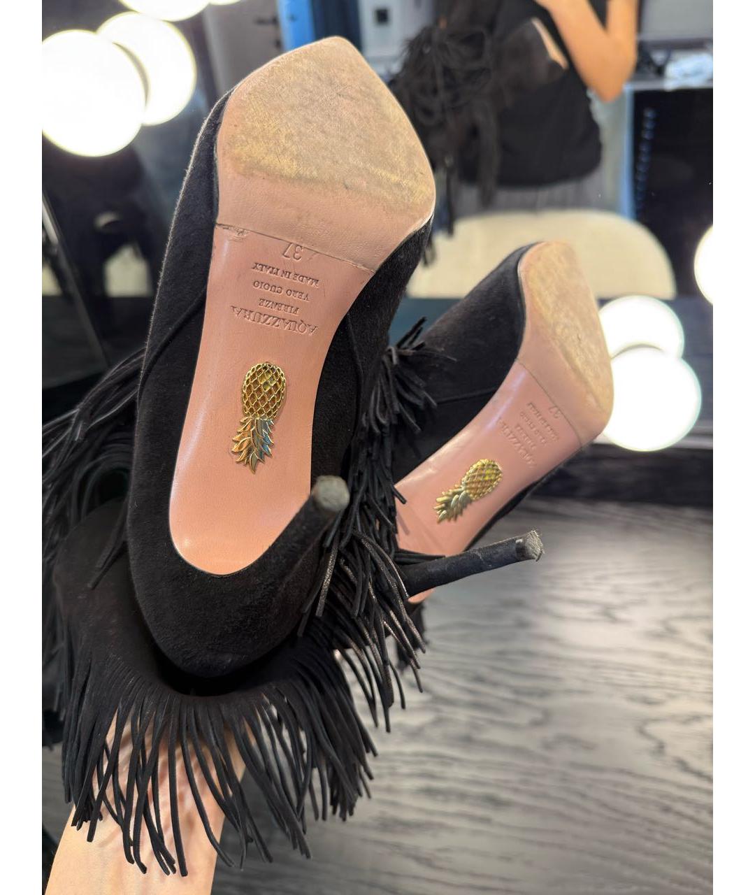 AQUAZZURA Черные замшевые сапоги, фото 5