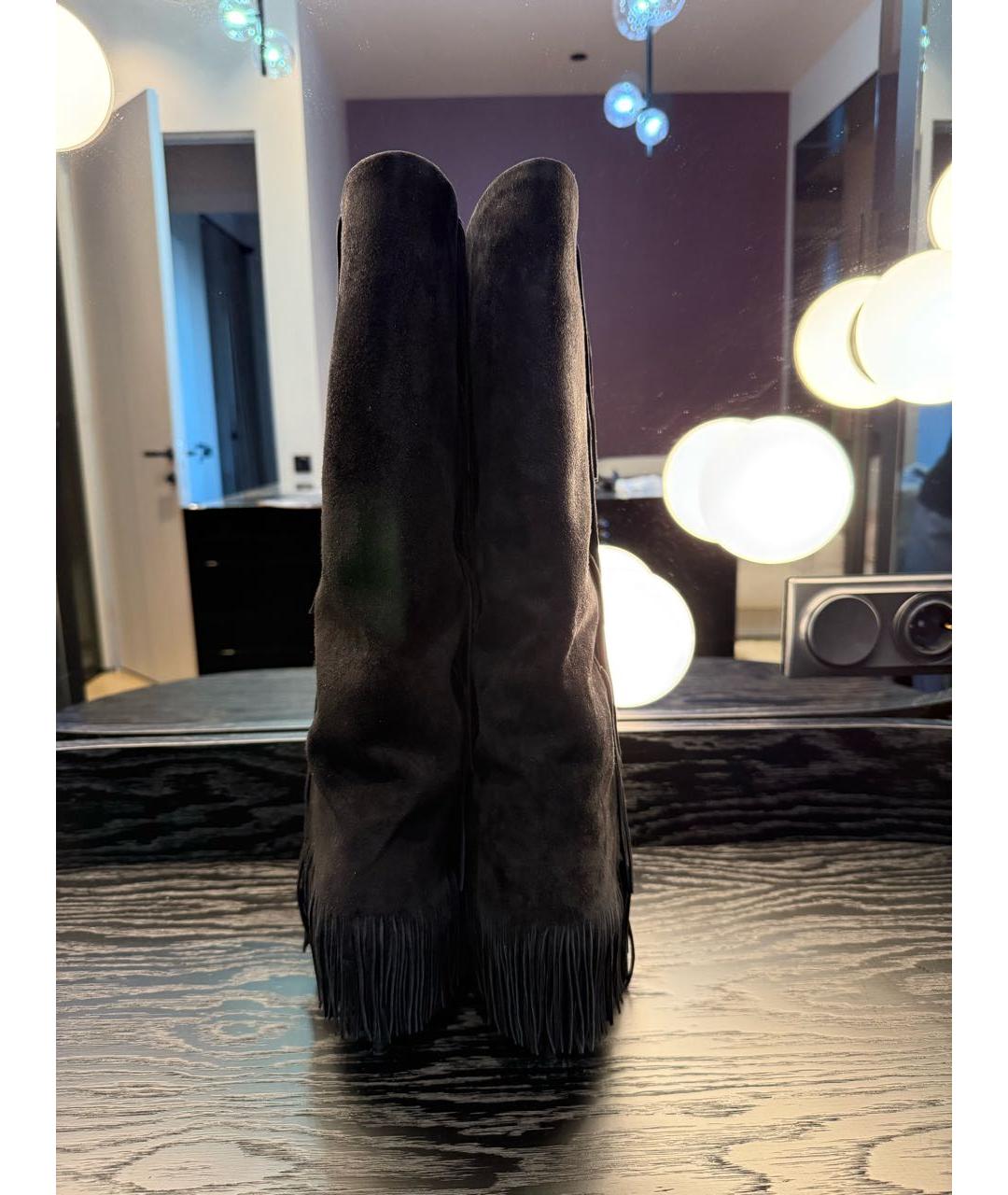 AQUAZZURA Черные замшевые сапоги, фото 4