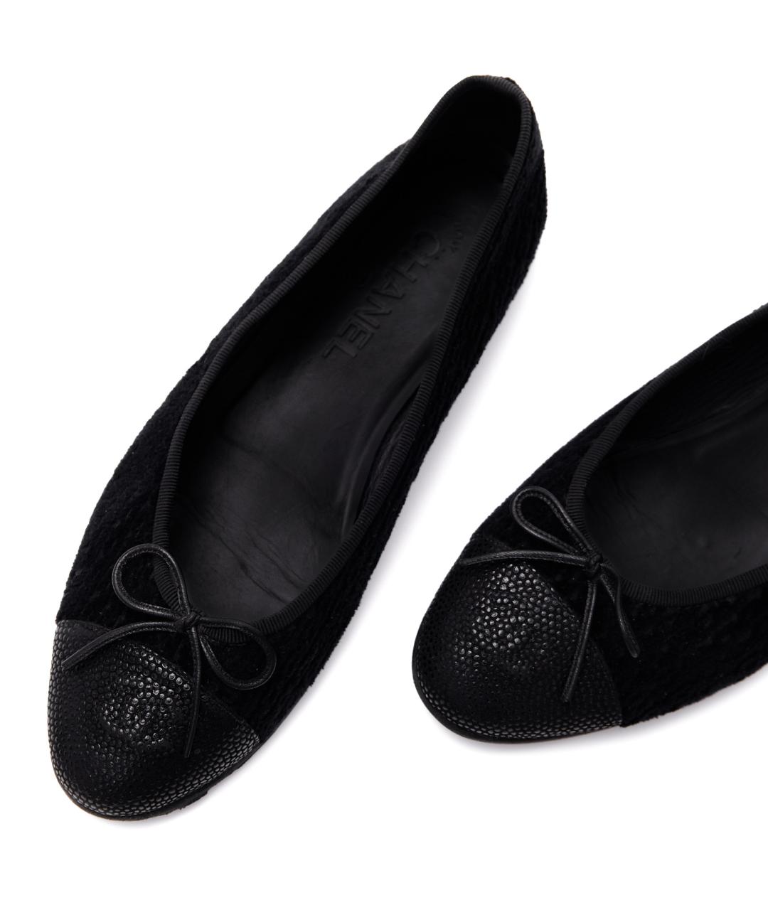 CHANEL Черные текстильные балетки, фото 5