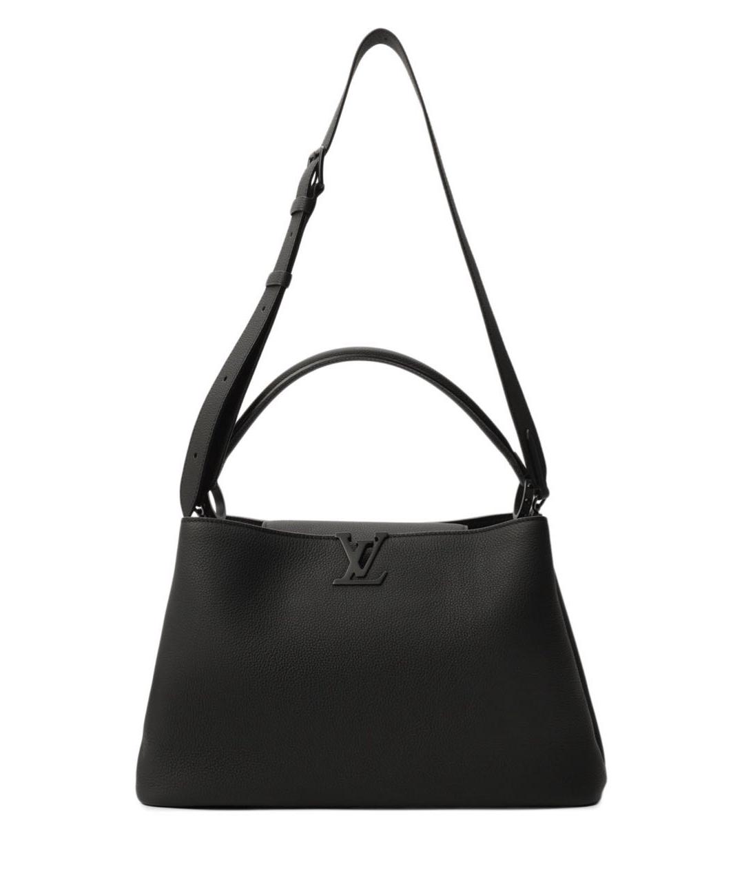 LOUIS VUITTON Черная кожаная сумка тоут, фото 8