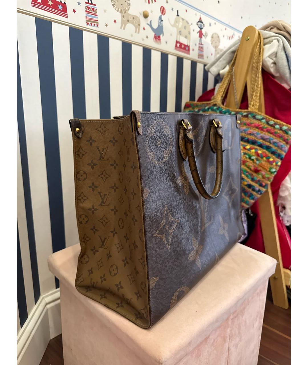 LOUIS VUITTON Коричневая кожаная сумка тоут, фото 2