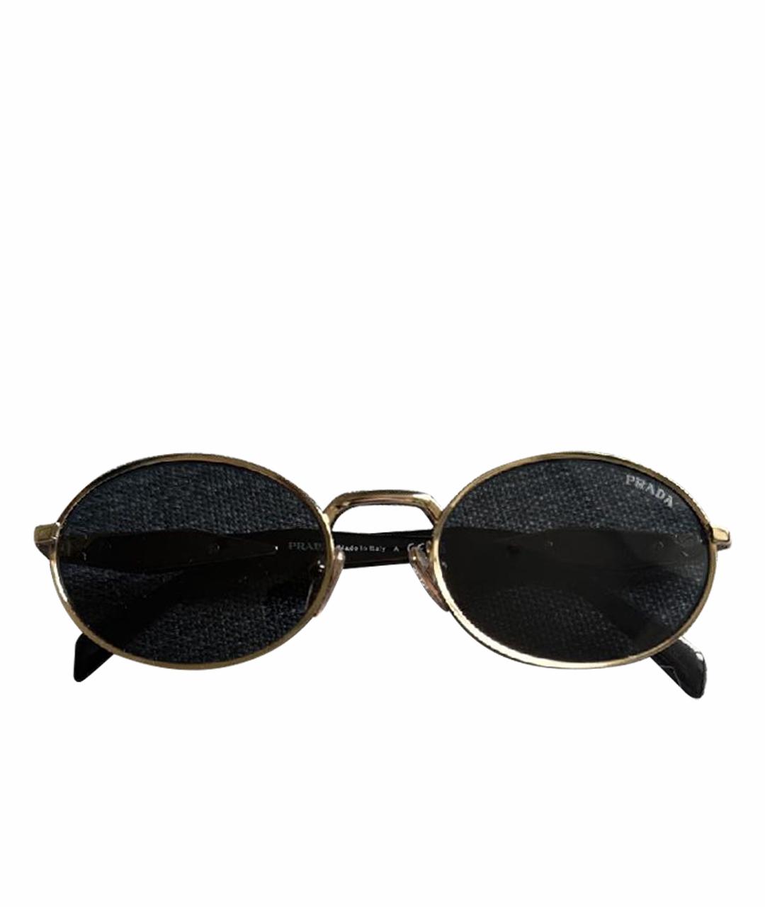 PRADA Золотые металлические солнцезащитные очки, фото 1