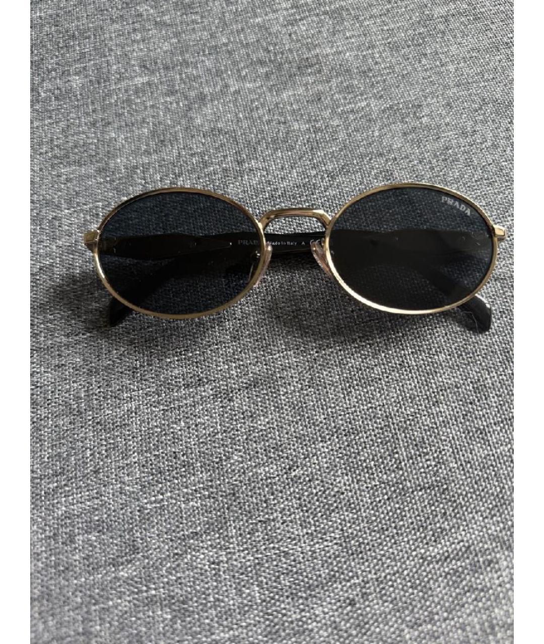PRADA Золотые металлические солнцезащитные очки, фото 5