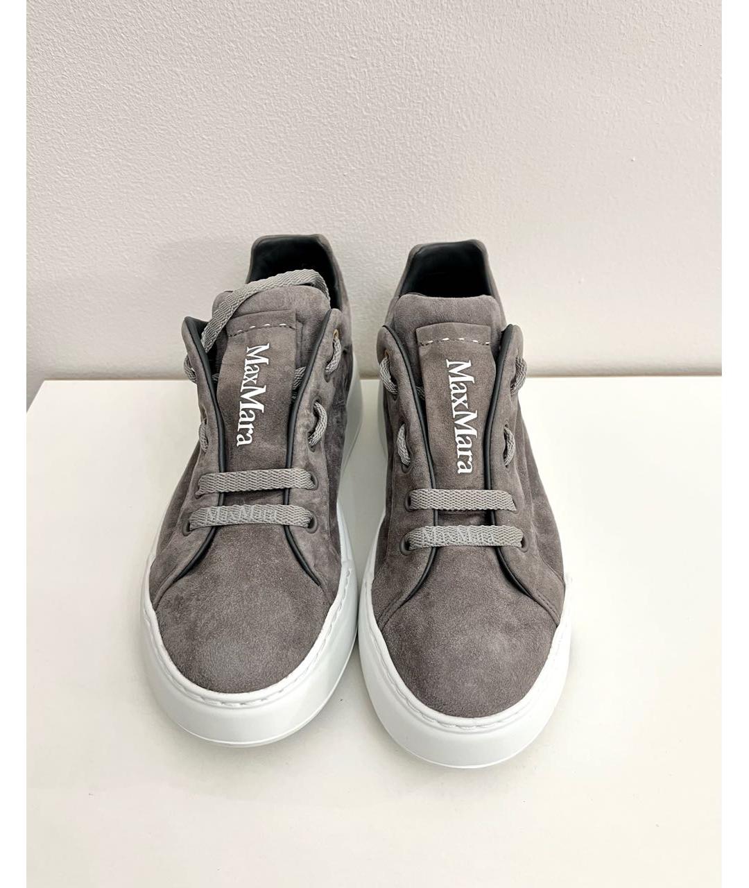 MAX MARA Антрацитовые замшевые кроссовки, фото 2