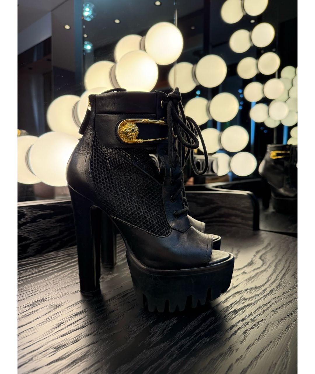 VERSACE Черные кожаные босоножки, фото 6
