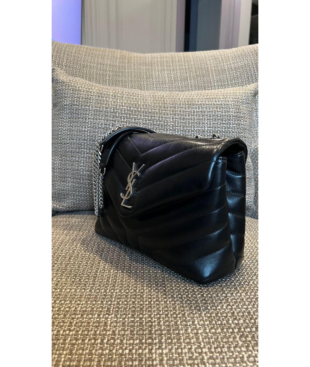 SAINT LAURENT Черная кожаная сумка через плечо, фото 2