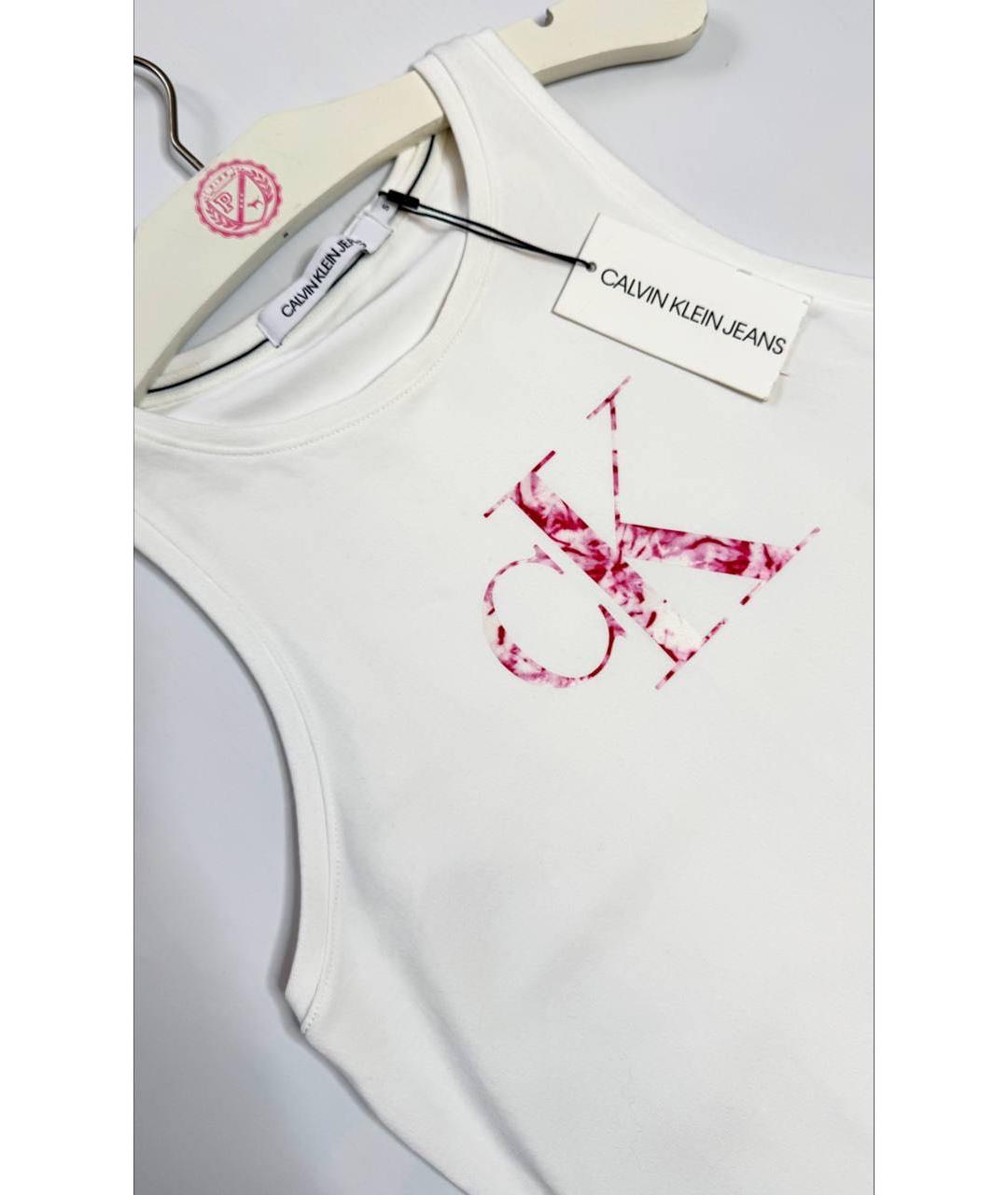 CALVIN KLEIN Белое хлопковое повседневное платье, фото 2