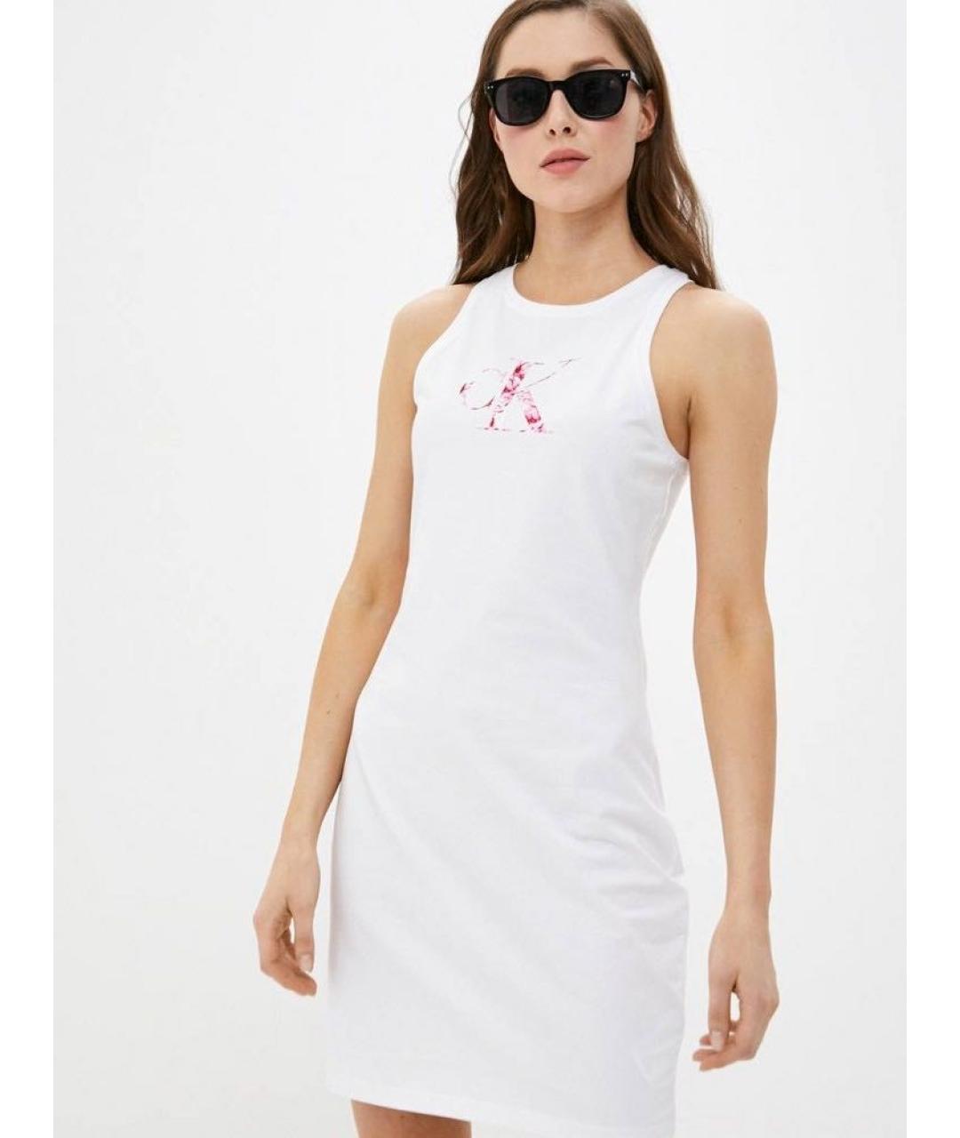 CALVIN KLEIN Белое хлопковое повседневное платье, фото 3