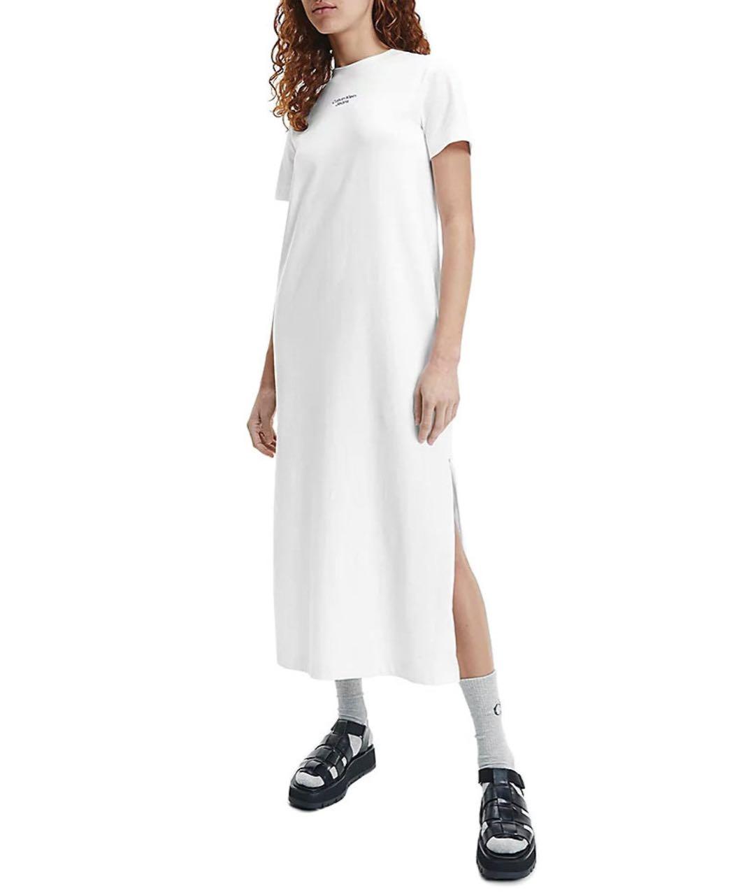CALVIN KLEIN Белое хлопковое повседневное платье, фото 3
