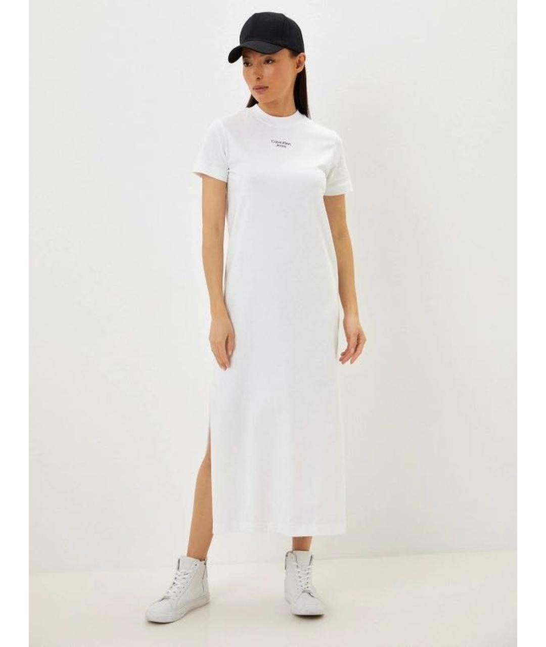 CALVIN KLEIN Белое хлопковое повседневное платье, фото 2