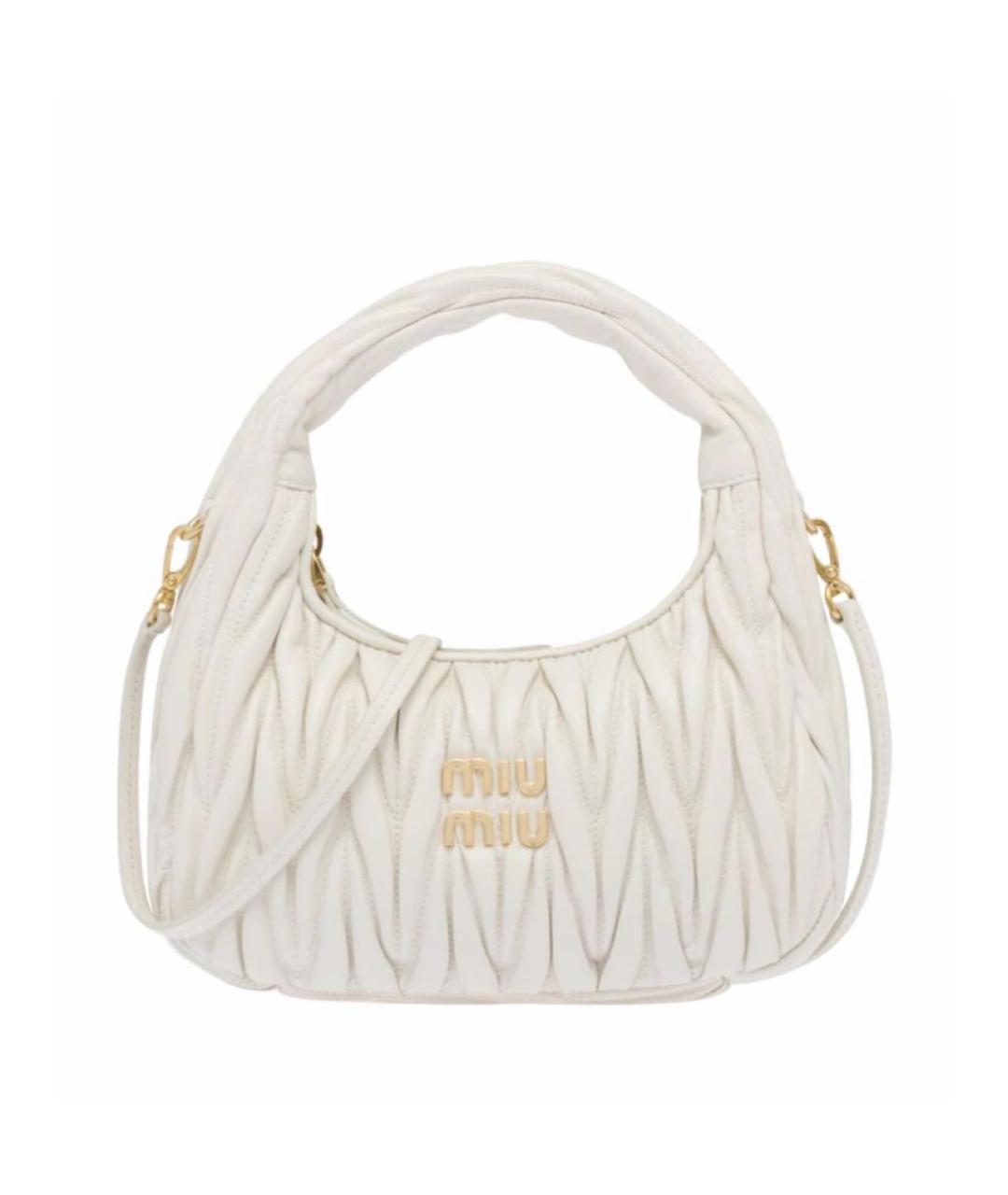 MIU MIU Белая кожаная сумка на плечо, фото 1