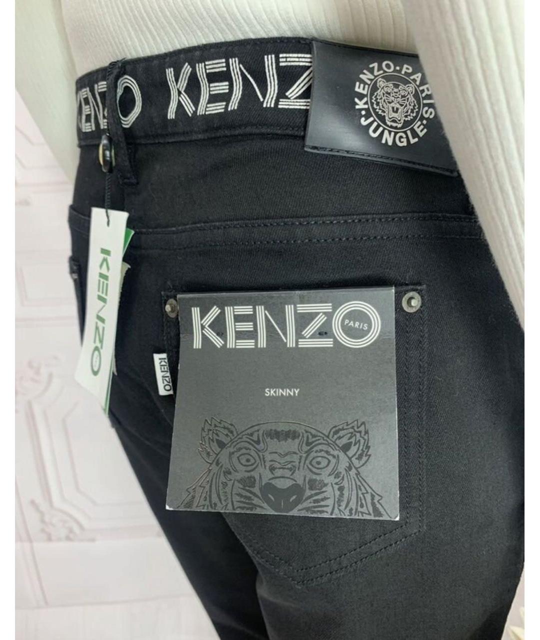 KENZO Черные хлопко-эластановые джинсы слим, фото 4