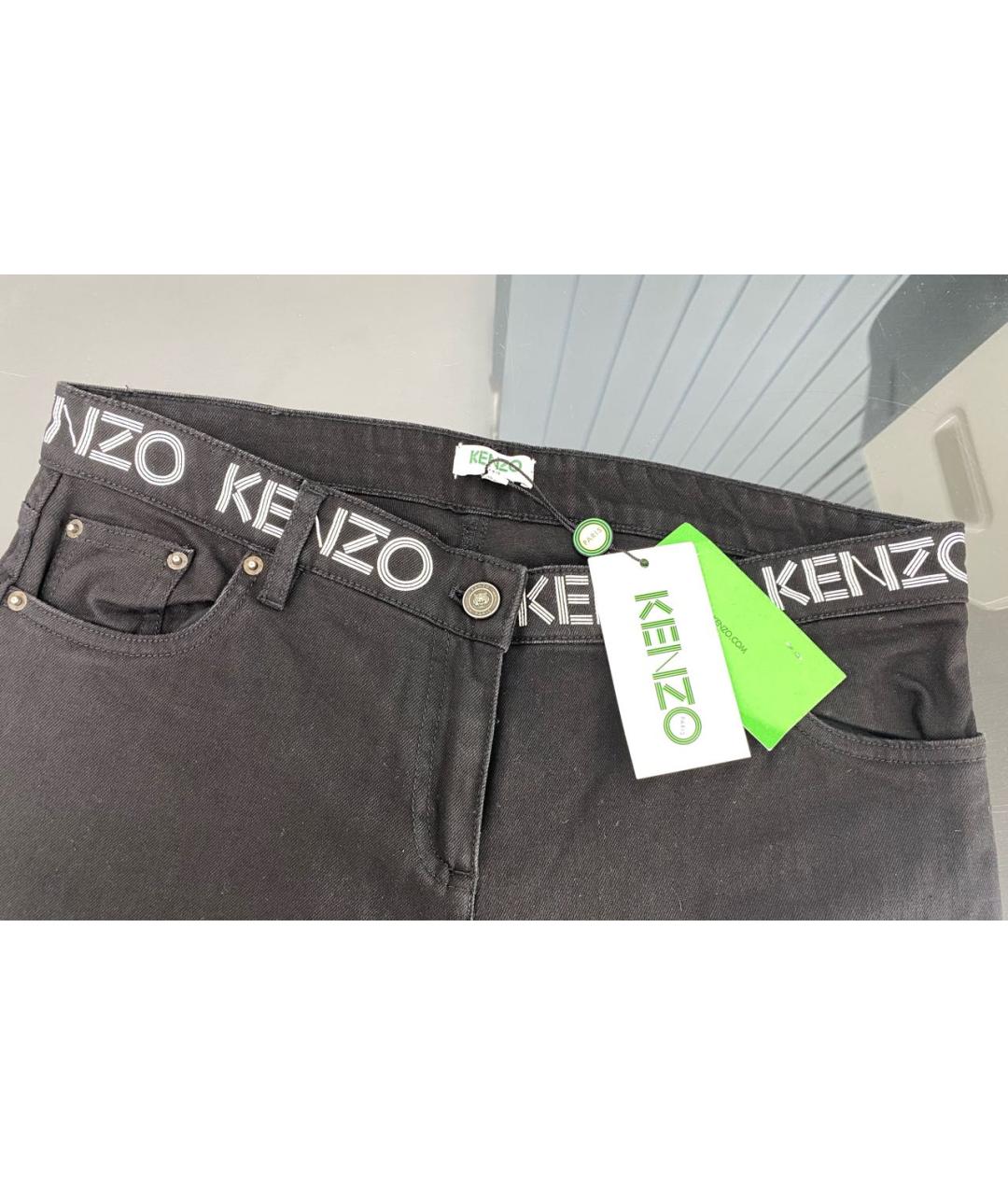 KENZO Черные хлопко-эластановые джинсы слим, фото 3
