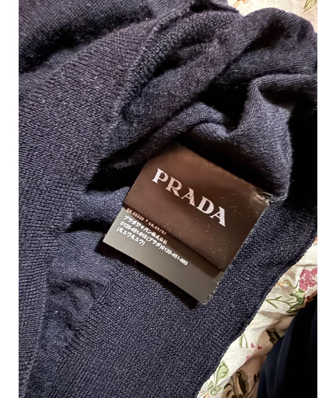 PRADA Темно-синий шерстяной джемпер / свитер, фото 4