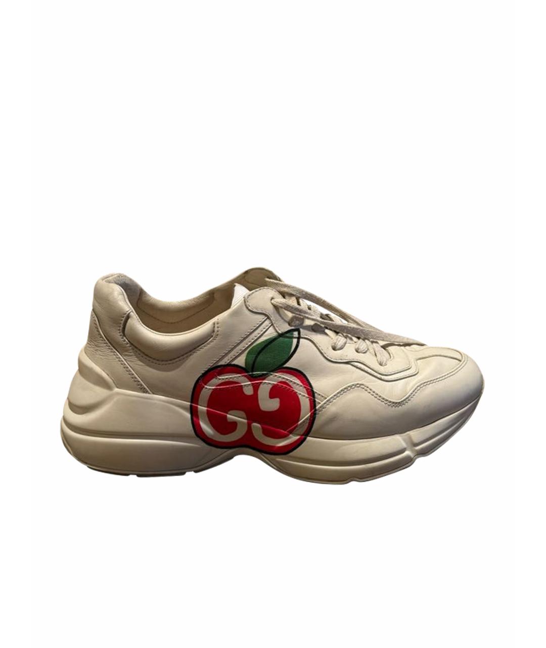 GUCCI Бежевые кожаные кроссовки, фото 1