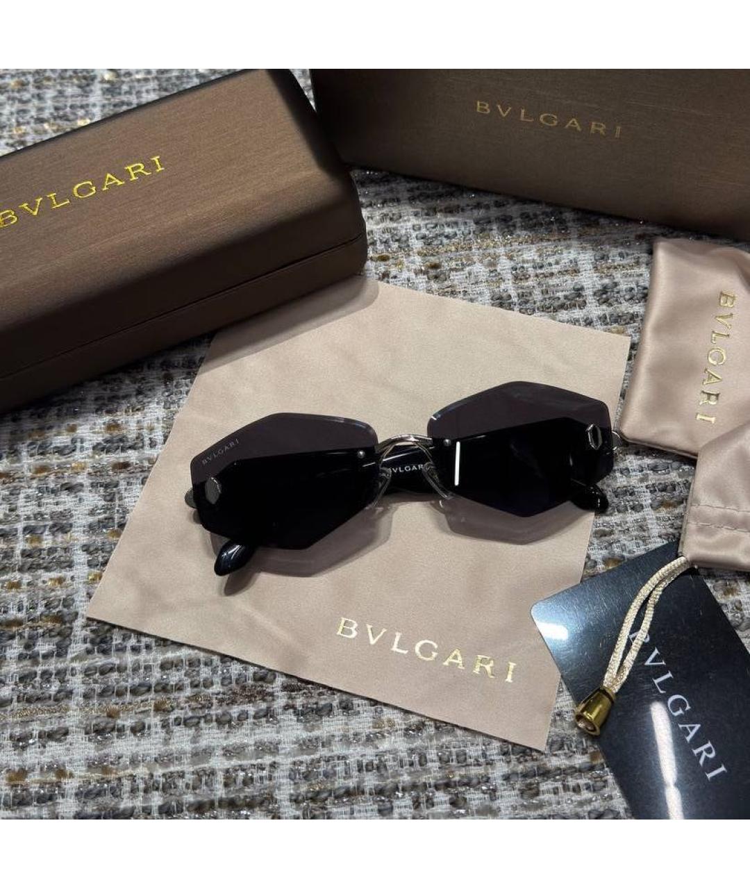 BVLGARI Черные металлические солнцезащитные очки, фото 2