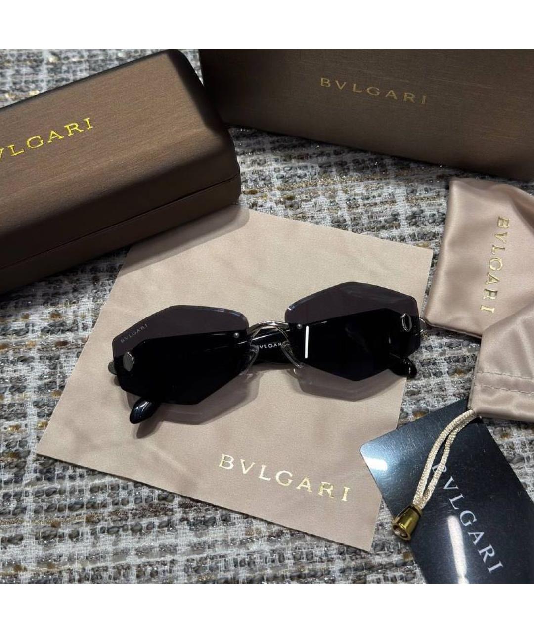 BVLGARI Черные металлические солнцезащитные очки, фото 3
