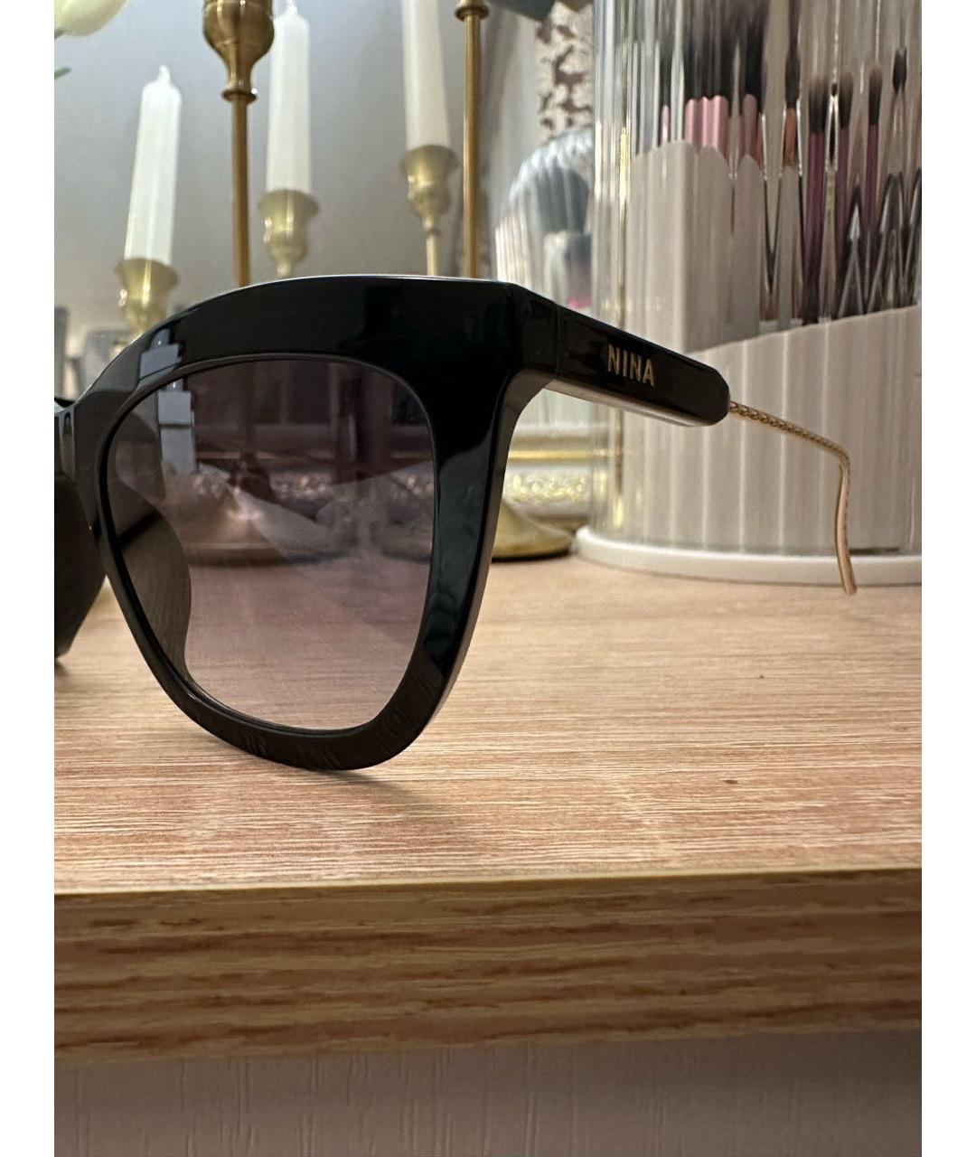NINA RICCI Черные пластиковые солнцезащитные очки, фото 5