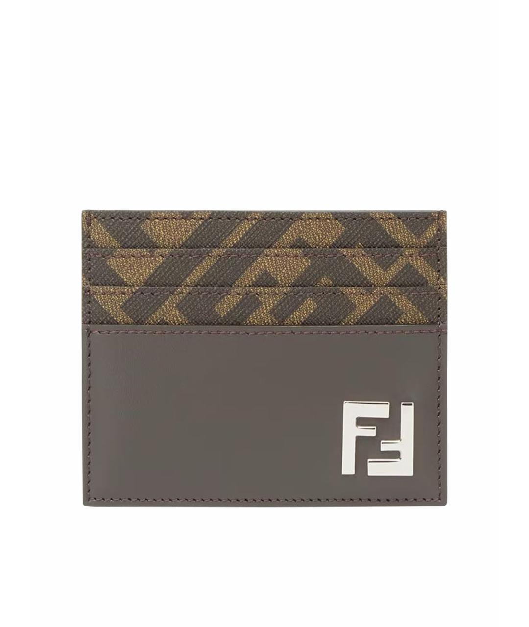 FENDI Коричневый кожаный кардхолдер, фото 1