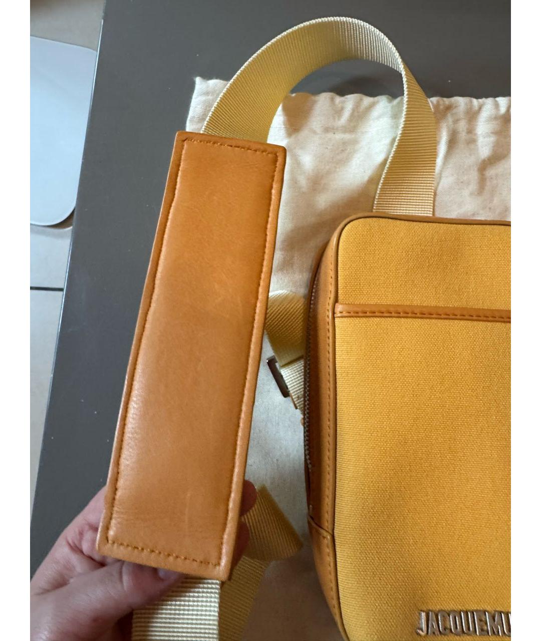 JACQUEMUS Оранжевая тканевая сумка на плечо, фото 3
