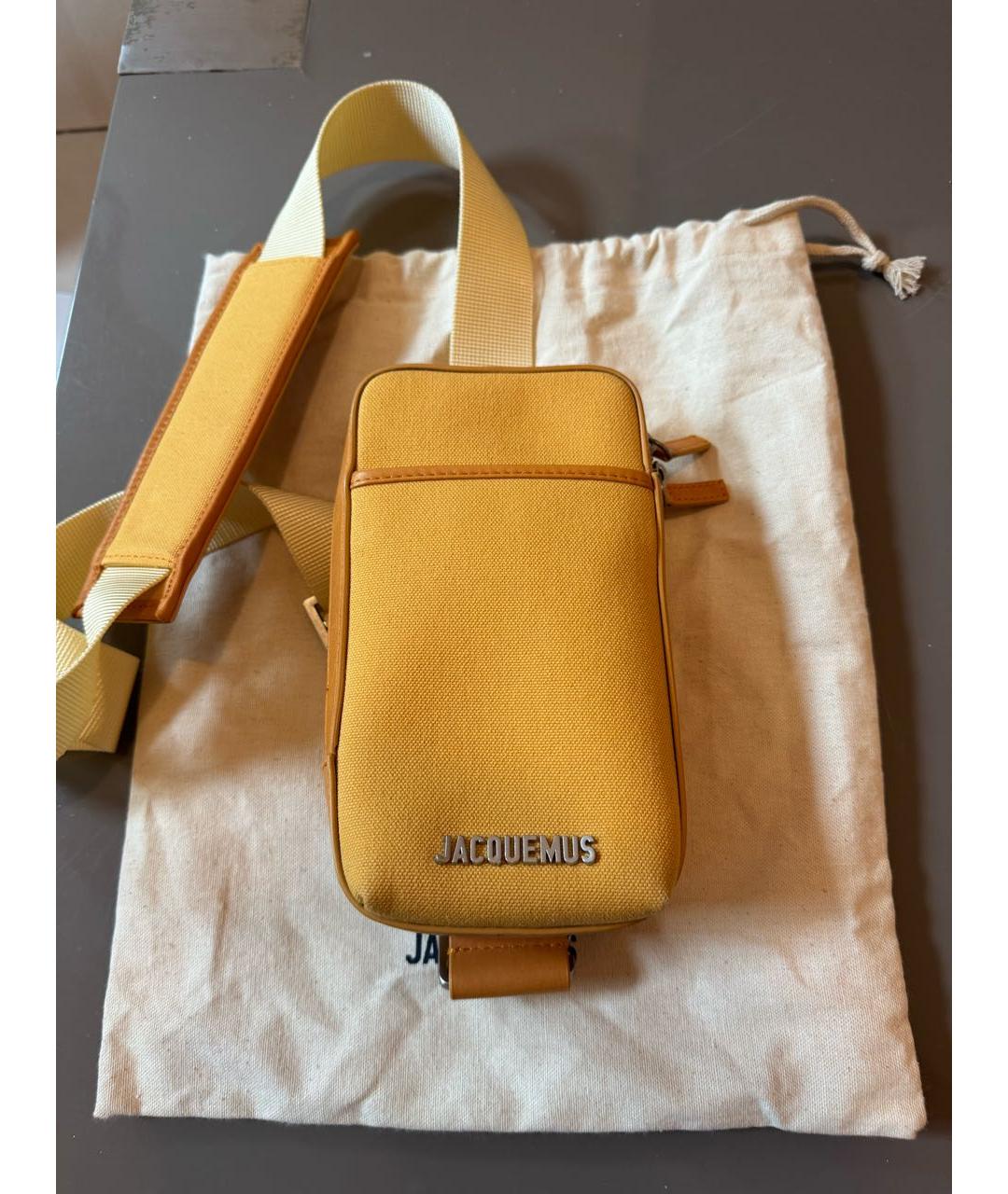 JACQUEMUS Оранжевая тканевая сумка на плечо, фото 9