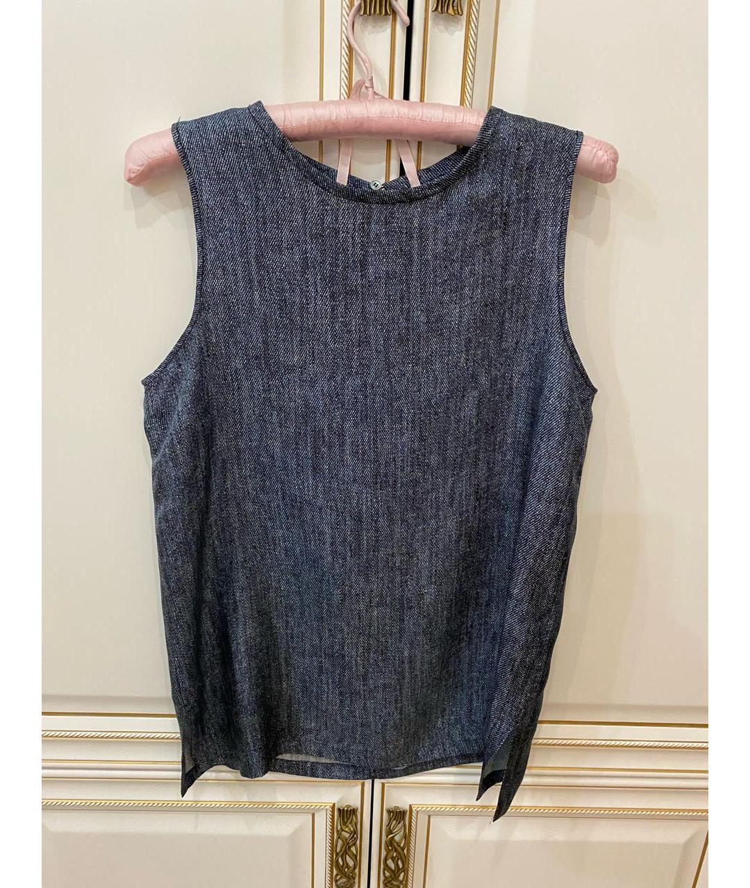 'S MAX MARA Синяя шелковая блузы, фото 5