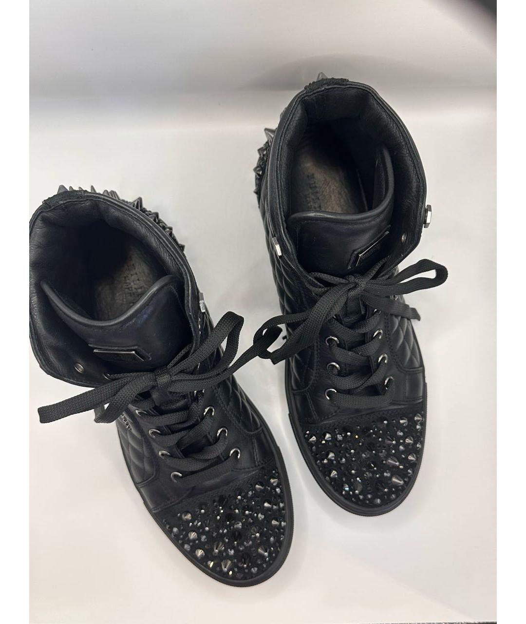PHILIPP PLEIN Черные кожаные кеды, фото 3