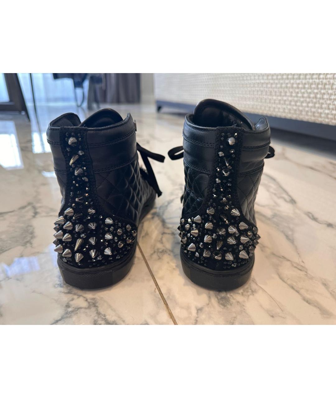 PHILIPP PLEIN Черные кожаные кеды, фото 4
