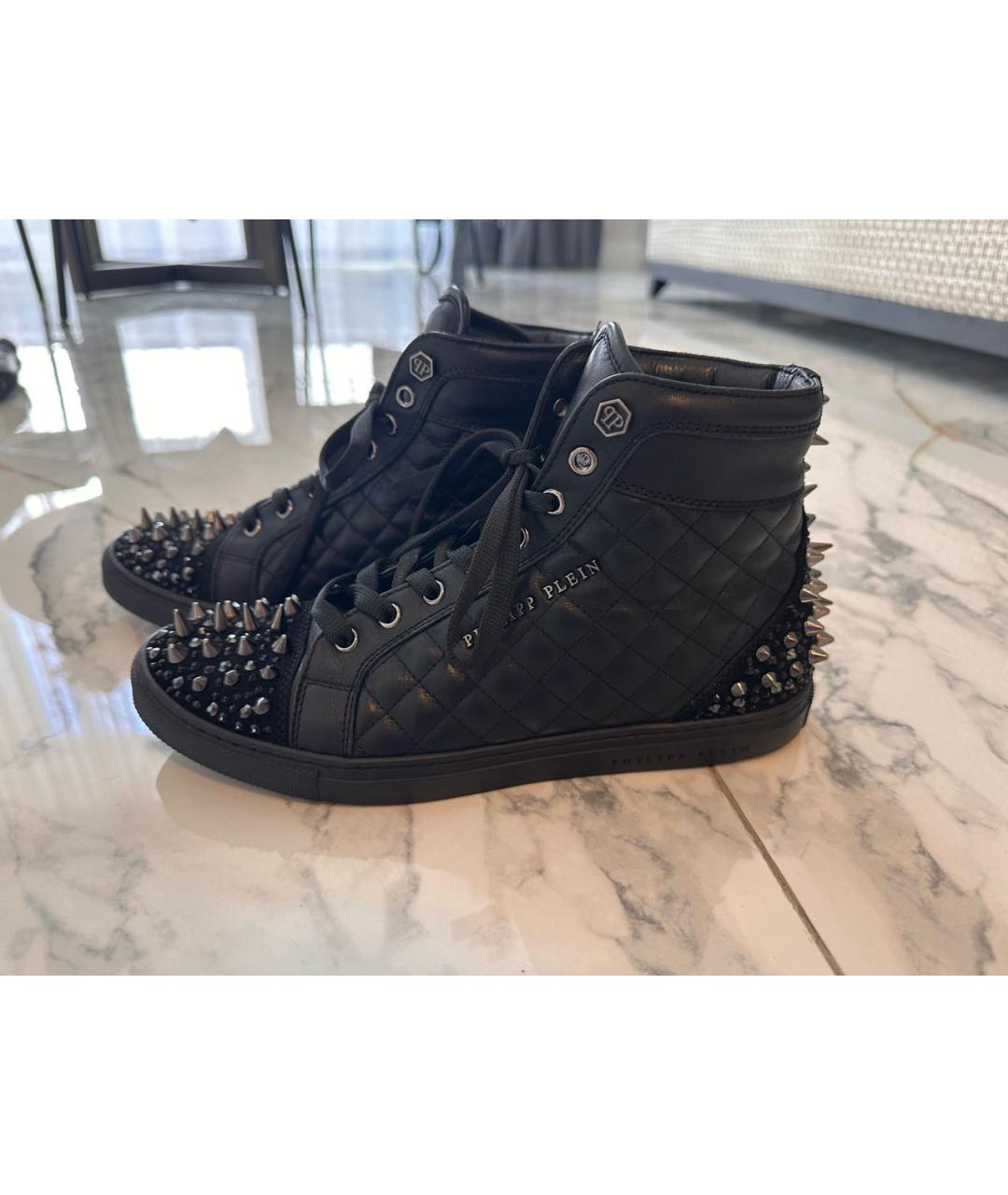PHILIPP PLEIN Черные кожаные кеды, фото 5