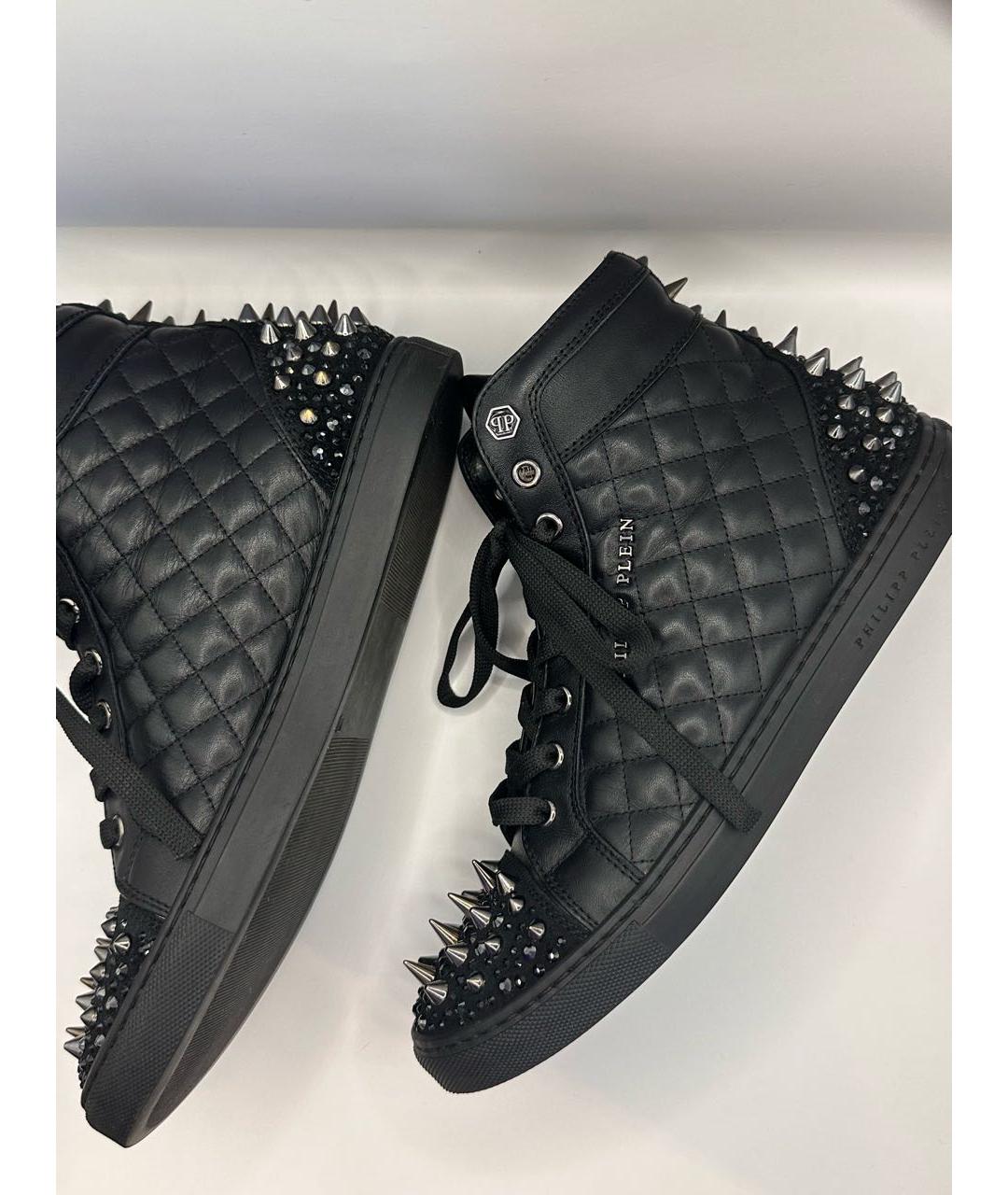PHILIPP PLEIN Черные кожаные кеды, фото 7